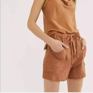 Free People Brown Linen Shorts XS